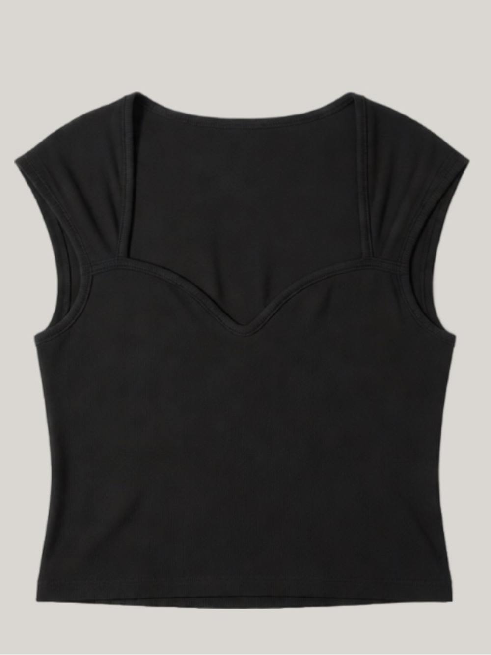 Black Sweetheart Neck Crop Tank Top